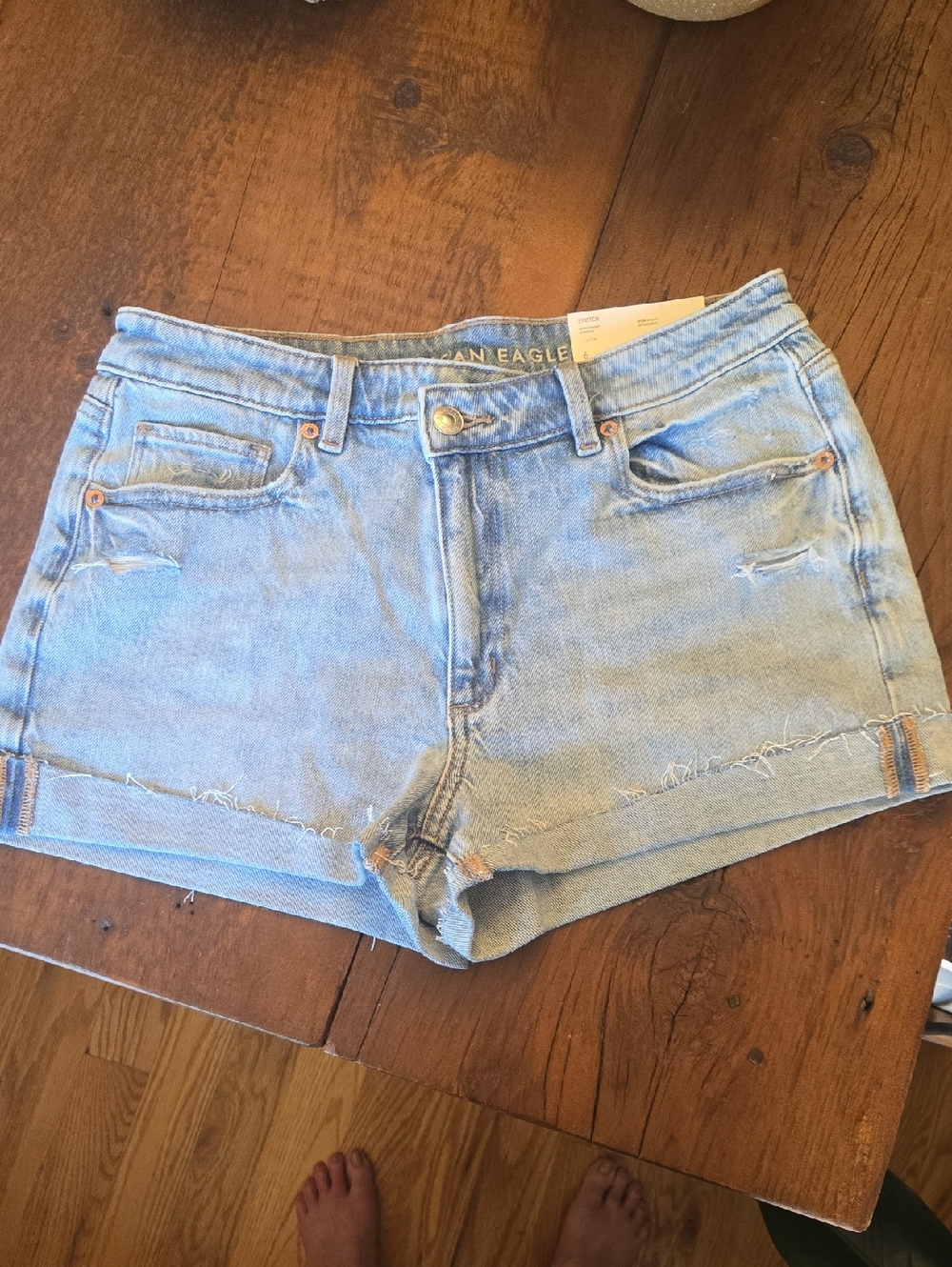 American Eagle Outfitters Light Blue Denim High-Rise Women’s Shorts
